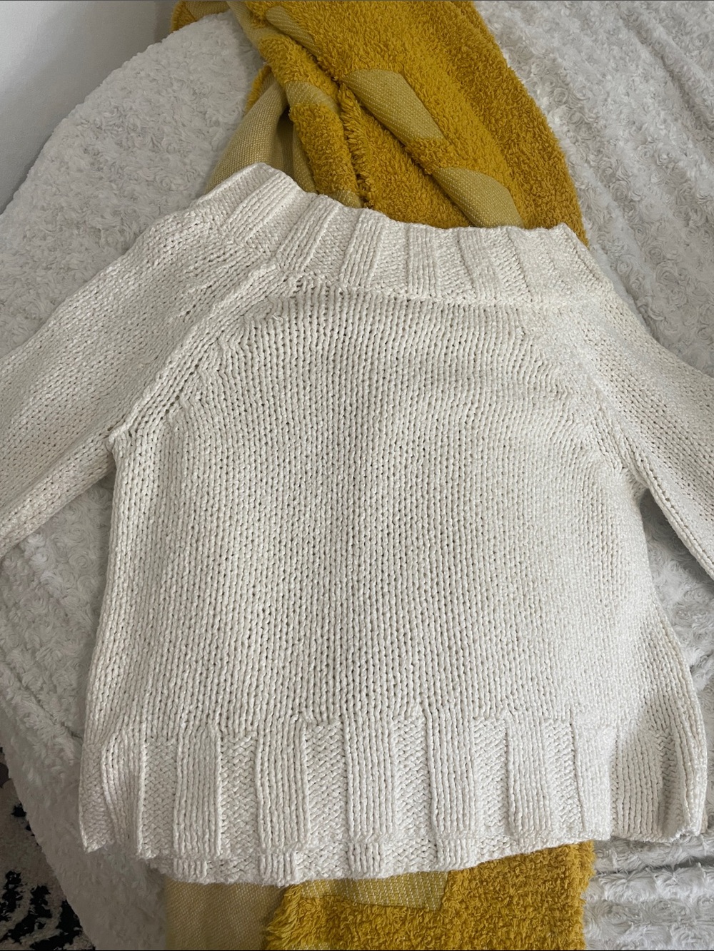 Free People Women’s Ivory Cotton Knit Sweater L 🤍 - Picture 5 of 10